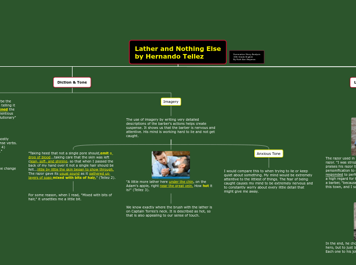 Lather and Nothing Else by Hernando Tellez Mind Map